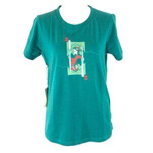Mountain Khakis Womens T Shirt Organic Cotton Blend Ski Graphic Green Size S